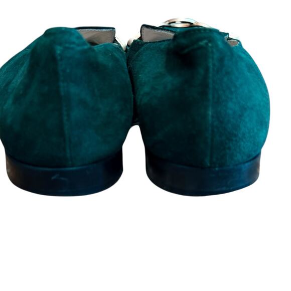 Bally of Switzerland April Hunter Green Suede Loafers Size 8 N Made in Italy - Picture 9 of 12